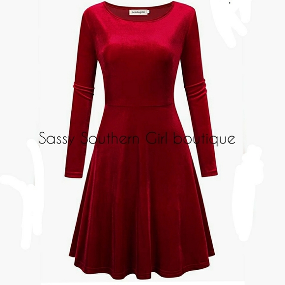 ⭐🆕Wine red velvet dress - Picture 3 of 7